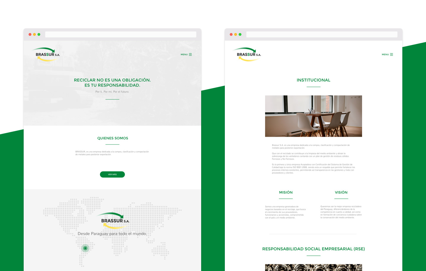 Brassur S.A. website mockup on mobile devices