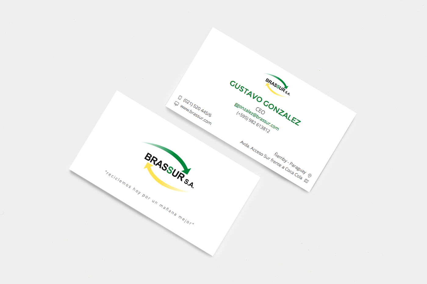Brassur S.A. business card front and back